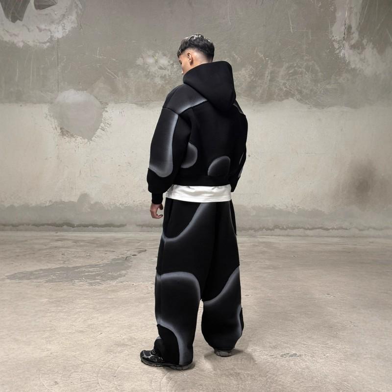 Gothic Streetwear Hooded Zip-Up Sweatshirt With Graphic Print Unisex Oversized Fit Casual Outerwear