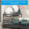 Spacious Double Deck Dish Drainer With Rustproof Finish And Firm Basel Dish Drying Rack For Safe Drying Of Tableware