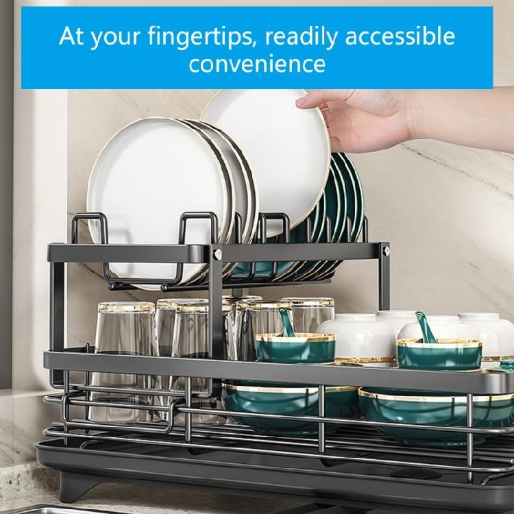 Spacious Double Deck Dish Drainer With Rustproof Finish And Firm Basel Dish Drying Rack For Safe Drying Of Tableware