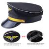 Flugkapitän-Kostüm für Erwachsene, Piloten-Cosplay-Accessoire, Uniform, Schulterklappen, Hut, Krawatte, Flugbegleiter-Rollenspiel-Outfit
