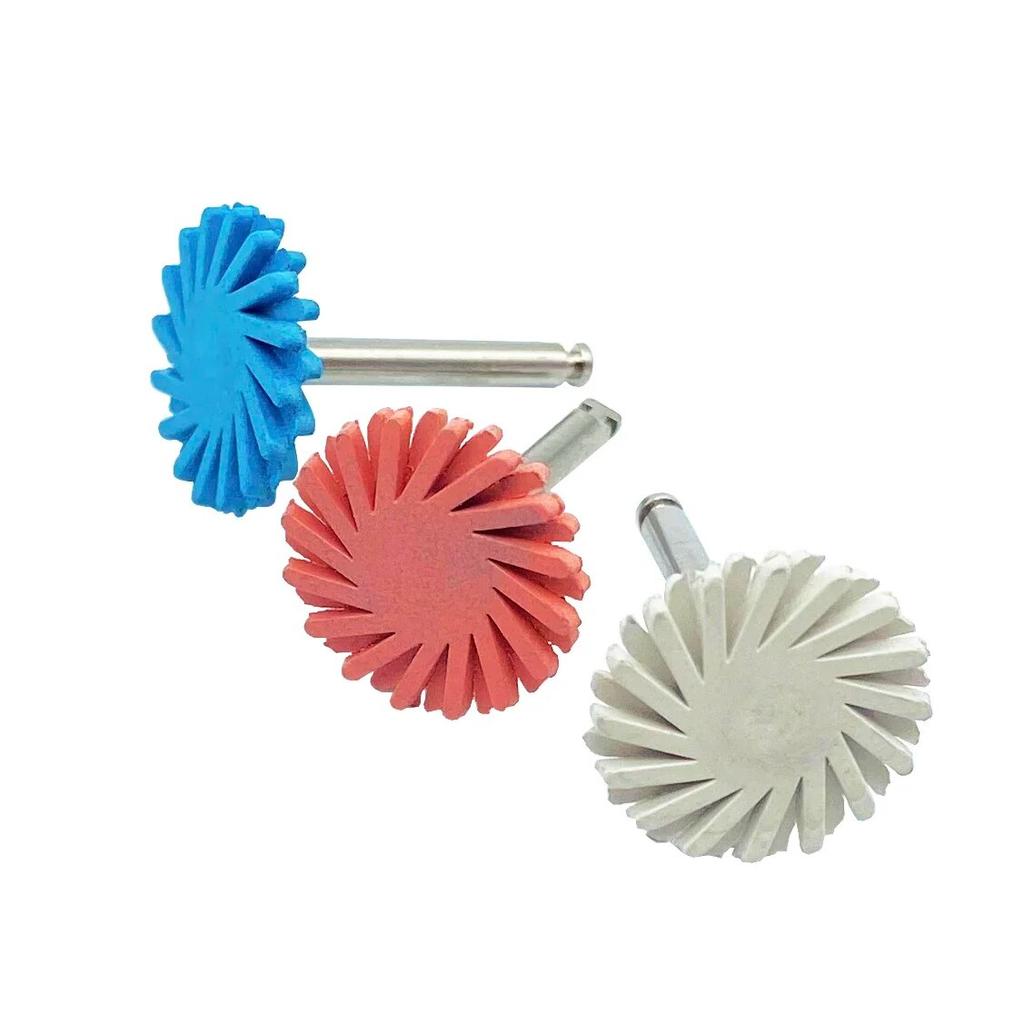 6pcs/Pack Dental Rubber Polisher Composite Flat Dental Polishing Brush Resin Polishing Diamond System RA Disc 14mm Wheel Kit