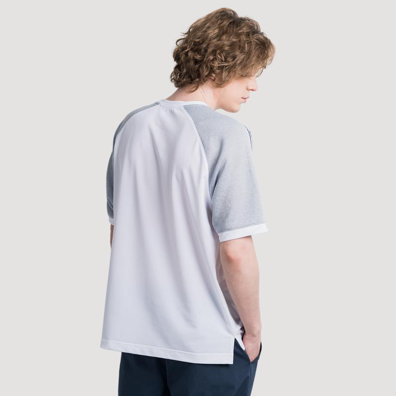 CUSTOMUS Summer Cooling Shoulder Mesh Contrast Raglan Men'S Round Short Sleeve T-Shirt Cxs25Mkrt602 Whi