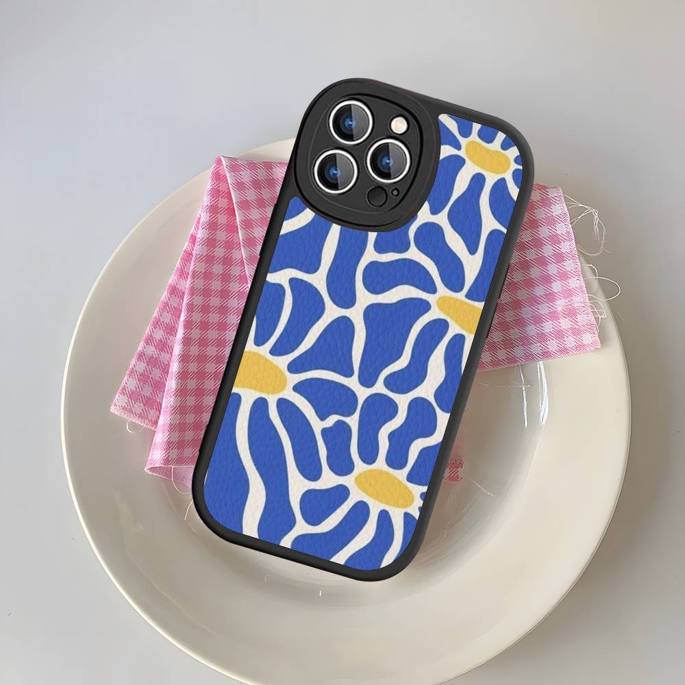 Flower Abstract Market Phone Case For IPhone 16 15 14 13 12 11 Pro Max Plus Leather Cover