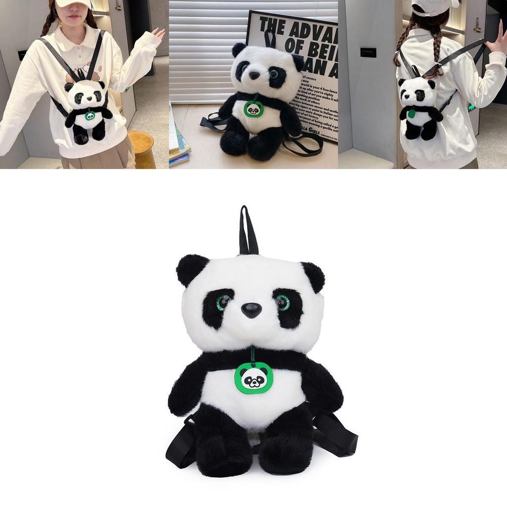Soft Plush Panda Backpack With Inner Zipper Pocket For Casual Outings
