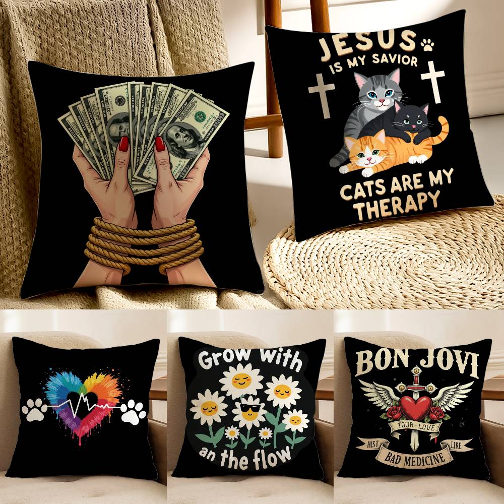Street Style To Nordic Minimalism Pillow Case Anti-dustmite Pillowcase Invisible Zipper Silky Sofa Cushion Cover