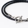 Jbans Classic Ring Bar Layered Slim Leather Bracelet (C1902-Ac480Bk)