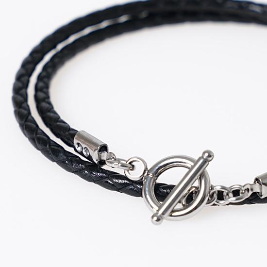 Jbans Classic Ring Bar Layered Slim Leather Bracelet (C1902-Ac480Bk)