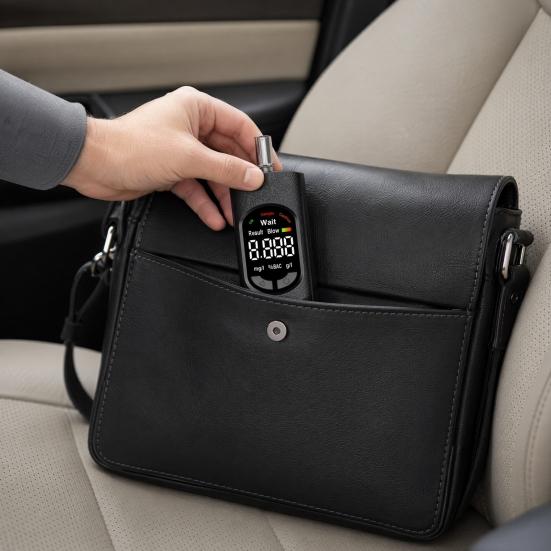 Alcolimetro Portatile, Testatore Digitale di Alcol con Display LCD e 5 Boccagli, Ricaricabile tramite USB-C, Compatto Essenziale per l'Auto e per Casa