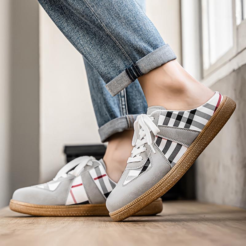 Men Mules Shoes Slip-On Round Toe Loafers Walking Sneakers High Quality Summer Slip On Creeper Baotou Half Slippers Flats