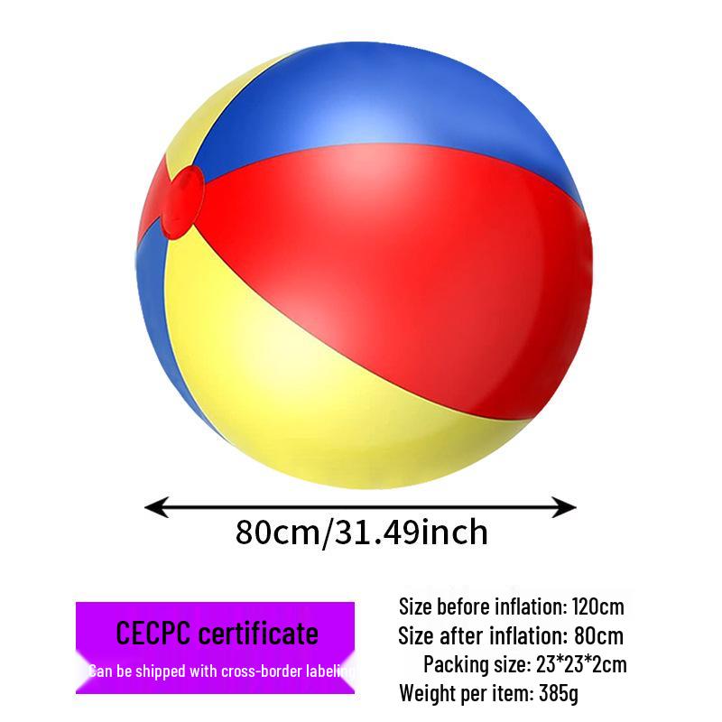Large Inflatable Three-Color Beach Ball for Outdoor Fun and School Sports Activities
