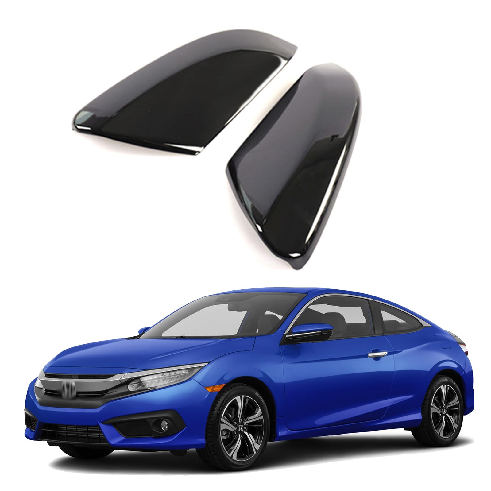 

MUMAREN Rearview Mirror Covers for Honda 10th Generation Civic Stylish ABS Exterior Mirror Covers with a Highly Authentic Easy Set (2016-2020), Look, чёрный