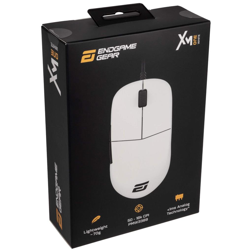 ENDGAME GEAR XM1 Gaming Mouse, Flex Cord, Lightweight (70g), 50-16,000 DPI, 5 Buttons, Omron Switches, 1ms Response Time, White (EGG-XM1-WHT)