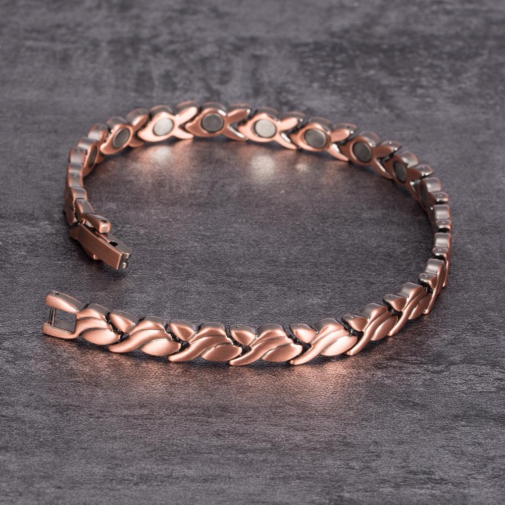 Vinterly Magnetic Pure Copper Bracelets for Women 6.5mm Vintage Chain Health Energy Magnet Arthritis Pain Relief Women Jewelry
