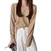 2026 Korean V-Neck Long Sleeve Knit Pullover Sweater for Women