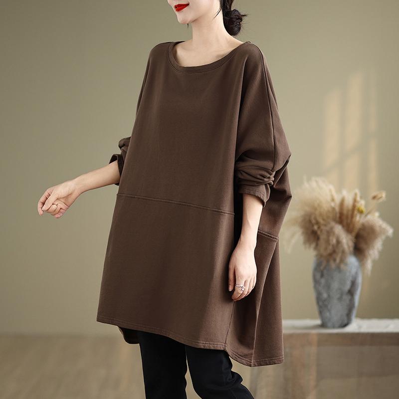 DIMANAF 2024 Pullover Long Plus Size Autumn Big T-shirt Women Super Full Sleeve Loose White Bat T-shirt