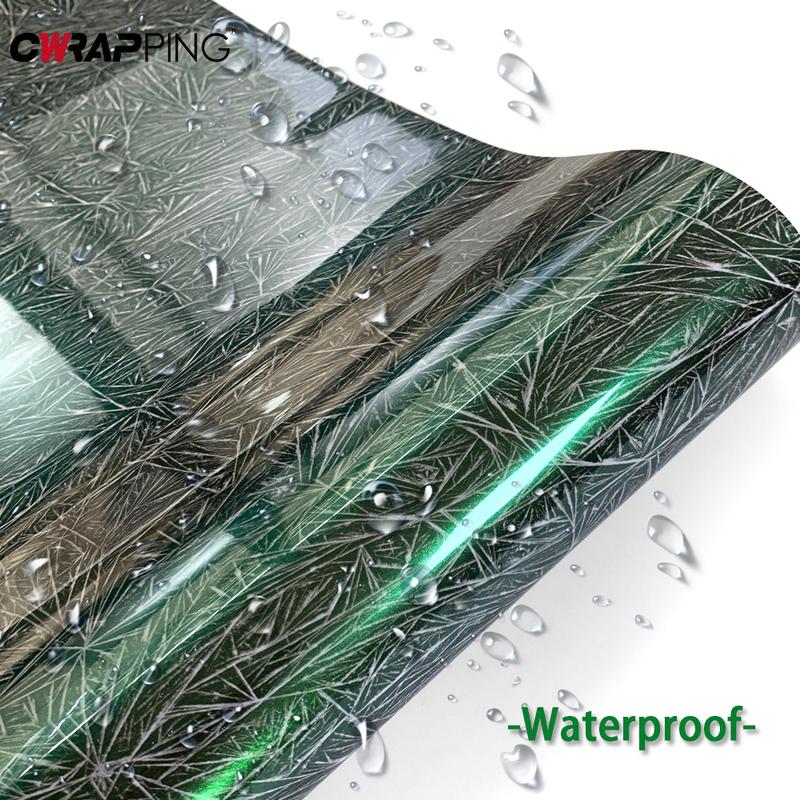 Car Body Film DIY Car Stickers Ice Crack Green Vinyl Wrap Color Change Film PVC Waterproof Auto Body Decoration Auto Accessories