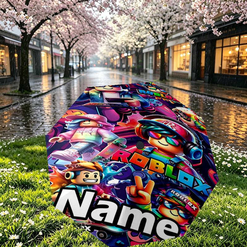 Custom Name Personalized DRAGON BALL Print Umbrella, Auto Open Close, 8‑Rib Sturdy Frame, Commute Camping Hiking Use, Birthday Gift