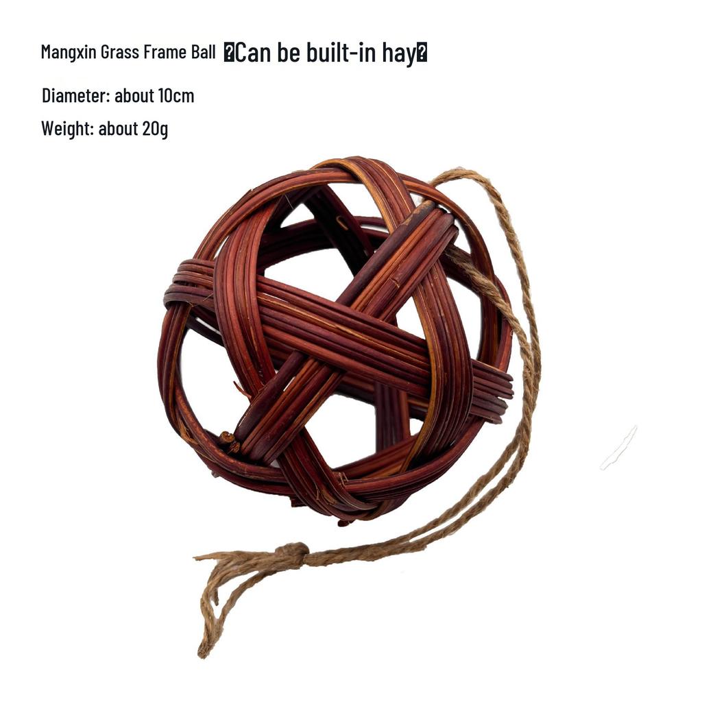 Natural Handmade Woven Rattan Teething and Chew Toy for Rabbits, Hamsters, and Chinchillas - Boredom Relief Ball