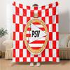 Psv Sportemblem Flanelldecke, Weiches Polyester, Modernes Design, Ganzjahres für Camping, Reisen, Geschenke für Feiertage oder Geburtstage