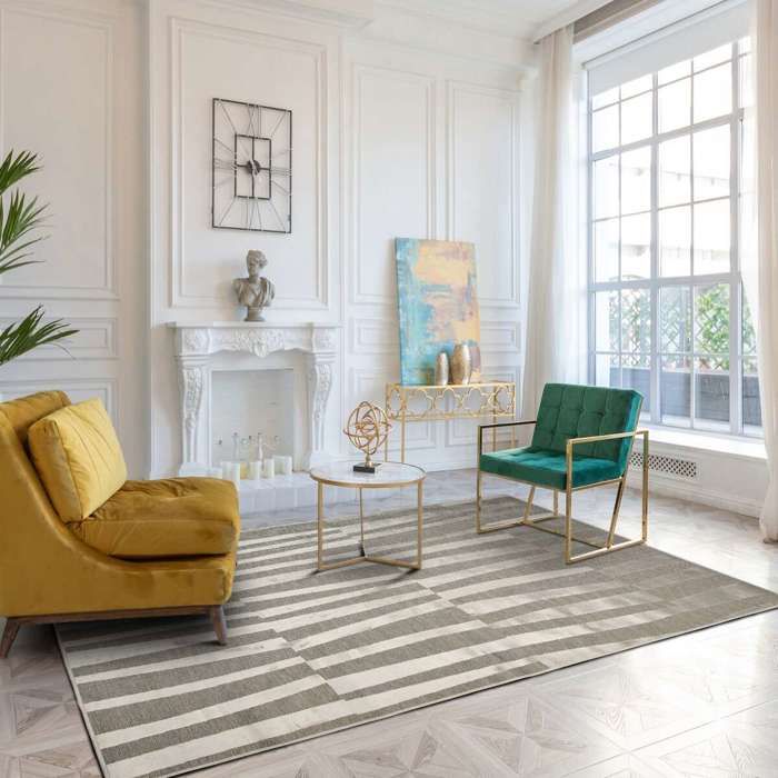 Modern Grey Relief Rug 120x160