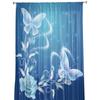 Flower Butterfly Blue Sheer Drapes Living Room Window Curtains For Bedroom Kitchen Home Decoration Curtain Panels