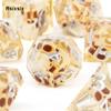 7 Pcs Yellow Skull Resin White Number Sharp Edge Dice Polyhedral Dice Suitable For Role-Playing Dice PropBoard Game Gift
