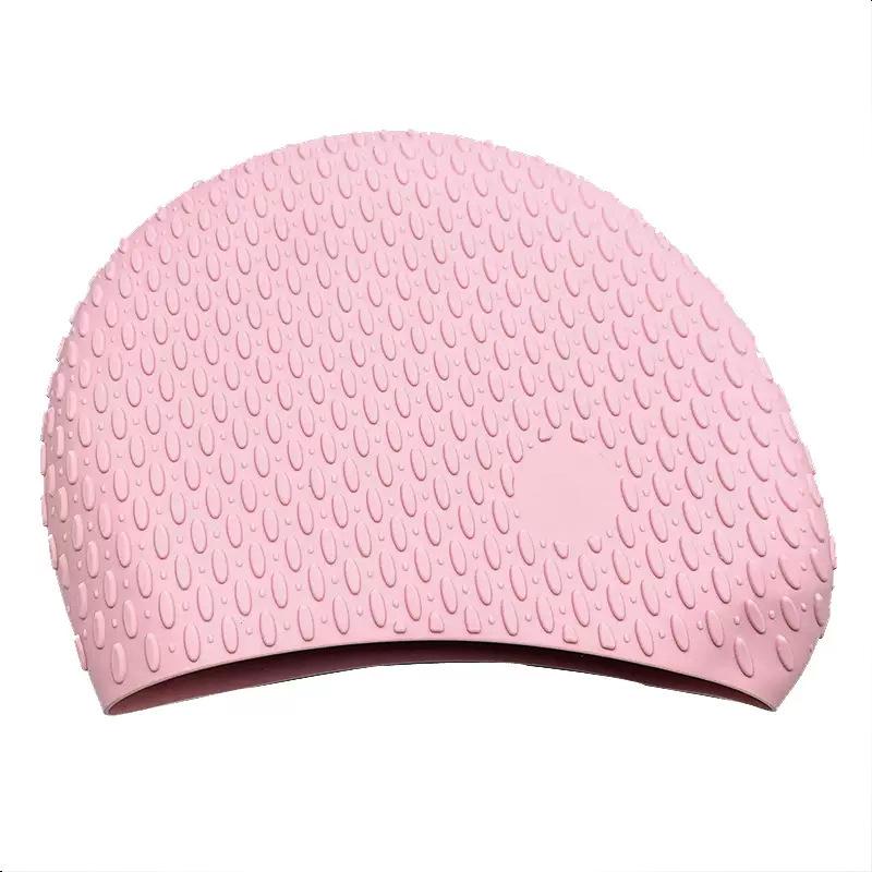 Bardzo duży wodoodporny silikonowy czepek pływacki z ochroną uszu - Jednolity kolor, Bez krawędzi, Wygodny krój