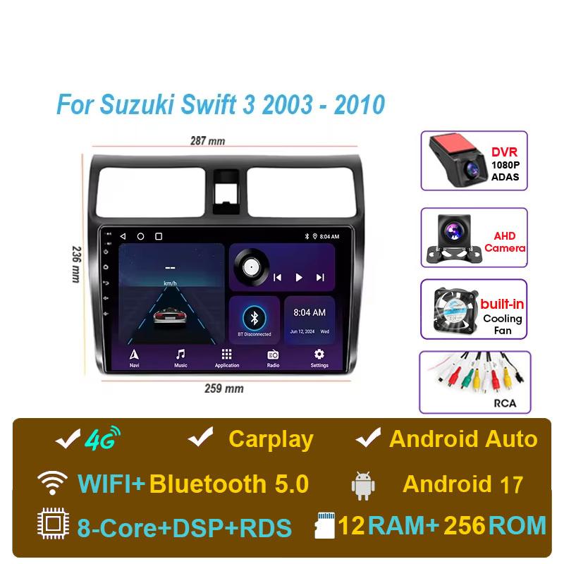 Car Radio Android 17 For Suzuki Swift 2003-2010 Navigation Multimedia Video Player Carplay Auto Head Unit BT Stereo GPS 4G WIFI