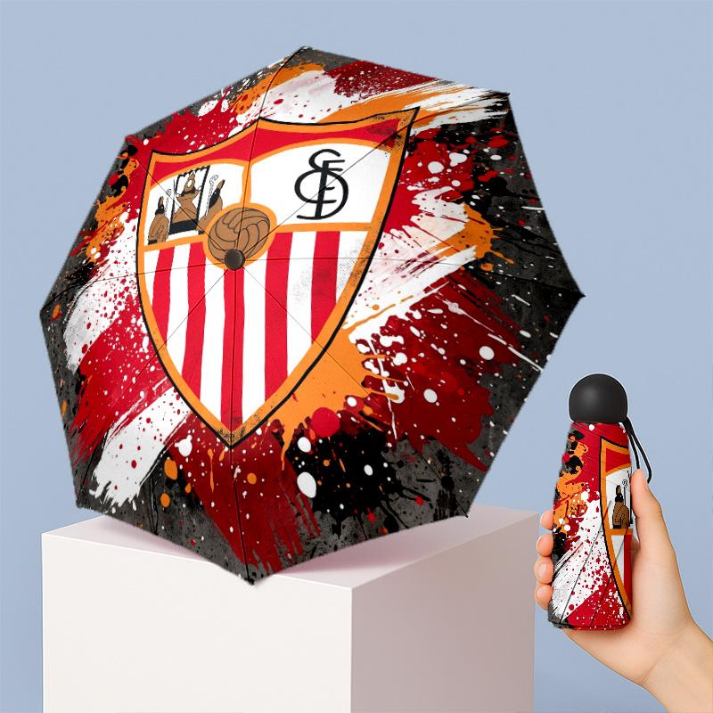 Sevilla FC Mini 5 Fold Pocket Umbrella Compact Lightweight Anti UV Rain Sun Protection Umbrella Portable Travel Umbrella