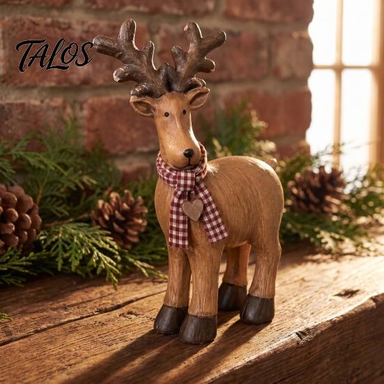 Small Wildlife Sculptures for Shelves Rustic Elk Ornament, Handcrafted Resin Deer Figurine, Decorative Figurines Home Decor Sculpture Countryside
