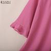 ZANZEA Women Summer Patchwork Round Neck Casual 3/4 Sleeve Loose Blouse