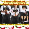 Quelay 12 Pcs Chili Cook Off Prizes Include 3 Cook Off Trophy 3 Wooden 1st 2nd 3rd Engraved Spoon 3 Kitchen Cooking Aprons 3 Chili Keyring for Men
