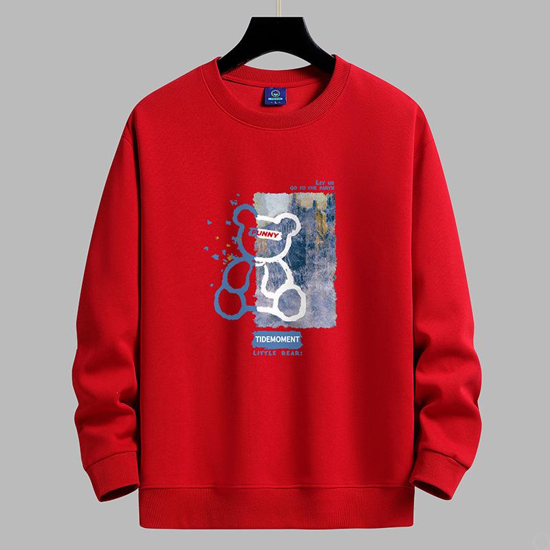 QICED HerbstkleidungHerbst O-AusschnittLässige bedruckte Herren Langtops Unterhemd Langarmhemden