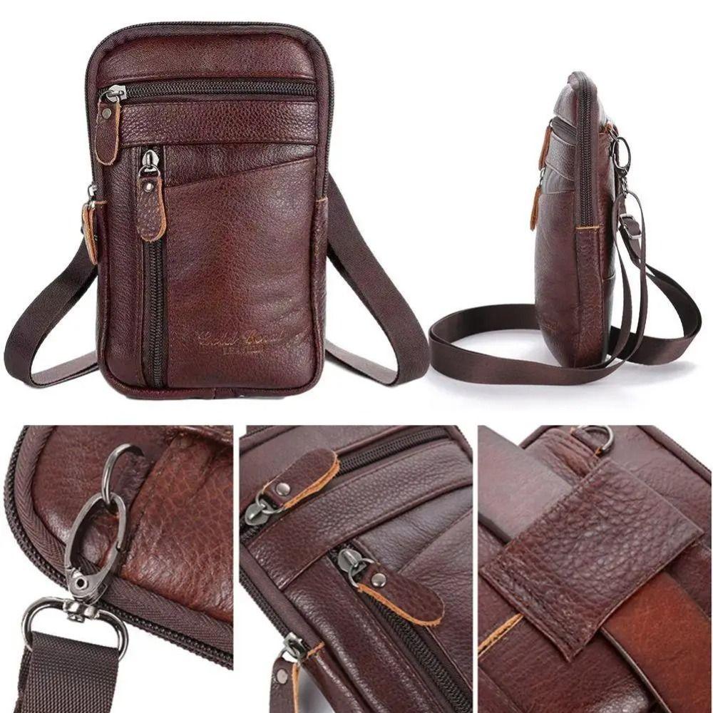 Genuine Leather Phone Chest Bag Large Capacity Messenger Bag Crossbody Phone Bag  Cell Phone