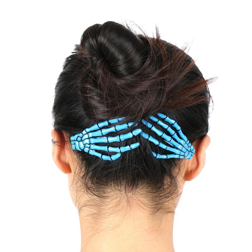 2PCS/SET Creative Design Skull Hand Bone Hairpin Gripper Ghost Skeleton Hair Clips Bone Claw Women's Fashion Hair Accessories