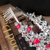 Bridal Crown with Comb Red Large Water Drop Crystal Hair Comb Headdress Wedding Accessories Crown Comb