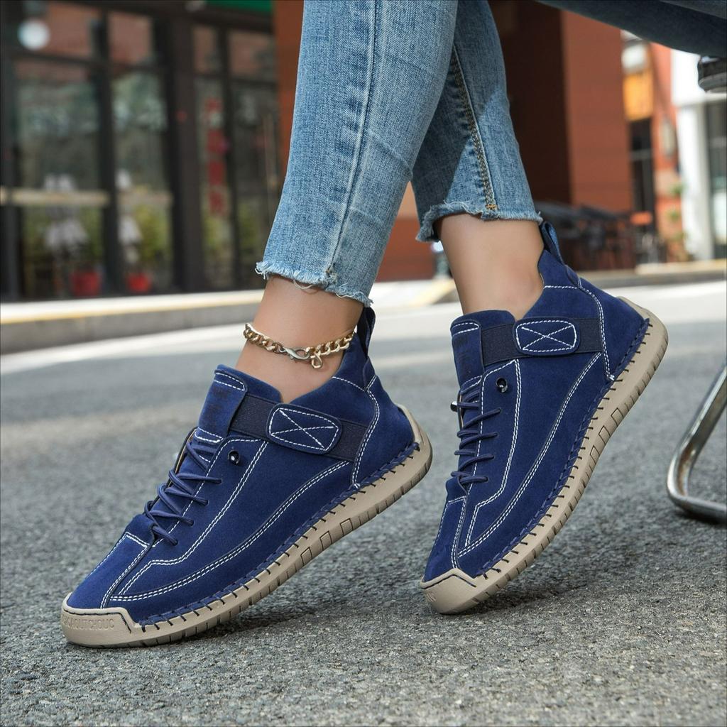 Hand-stitched Women's Shoes, Tendon Soft-soled Mother Shoes, Autumn and Winter Flat-bottomed Single Shoes, Casual Shoes