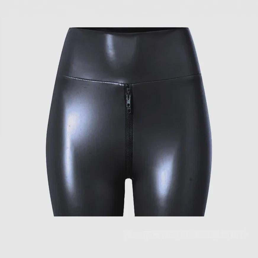 Evropský a americký styl matné PU kožené šortky s vysokým pasem - Sexy umělé kožené hotpants pro ženy