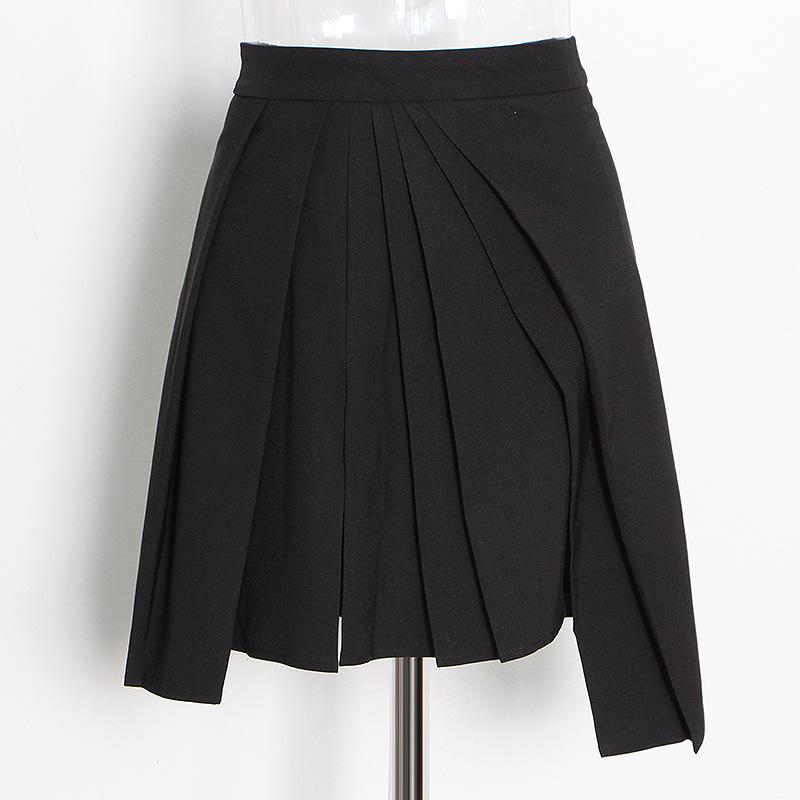 2025 Korean Women's Fashion: Irregular Solid Color Lapel Shirt + Short Skirt Suit