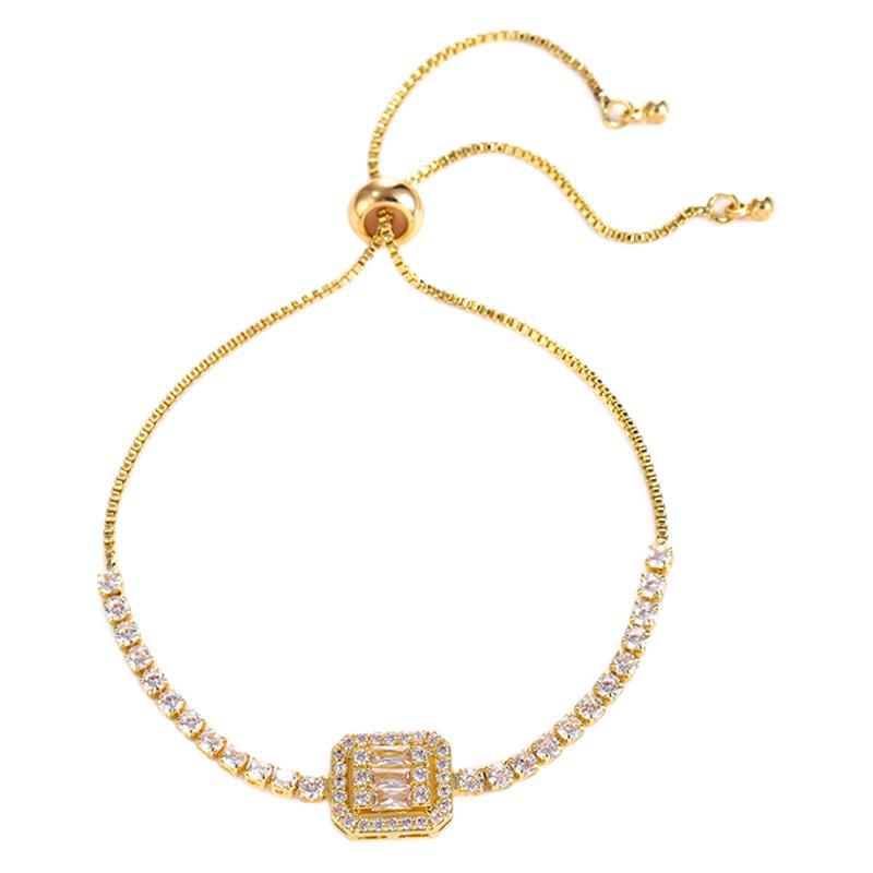 Adjustable Square Zircon Bracelet with Claw Chain