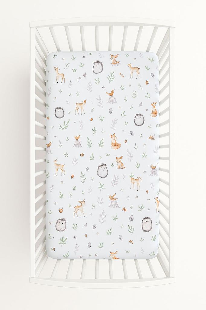 Cotton fitted sheet for a cot 120x60 cm - forest delicacy