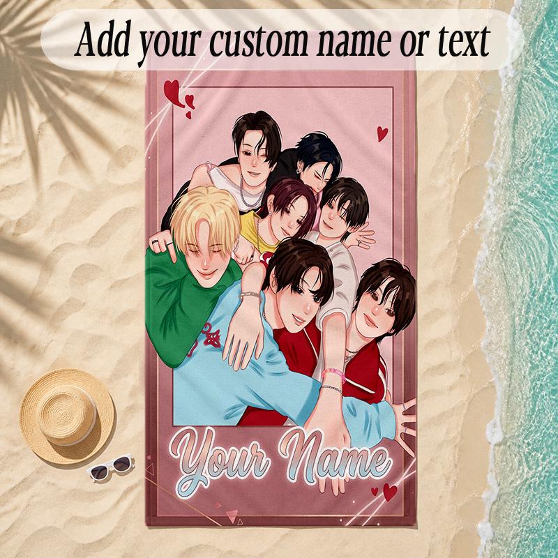Beach TowelENHYPEN Custom Name Text Personalized Soft Towel for Beach Pool Indoor Home Decor Gift