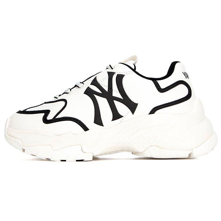 MLB Big Ball Chunky Synthetikleder Mode Bequem Stoßdämpfung Rutschfest Verschleißfest Erhöhte Höhe Niedrig geschnitten Dad Shoes 3ASHCLS2N-50BKS 37.5 black