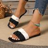 Summer New Square Toe Comfortable/casual Women's Slippers in Large Size Fashionable Lightweight/elegant Beach Flat Slippers