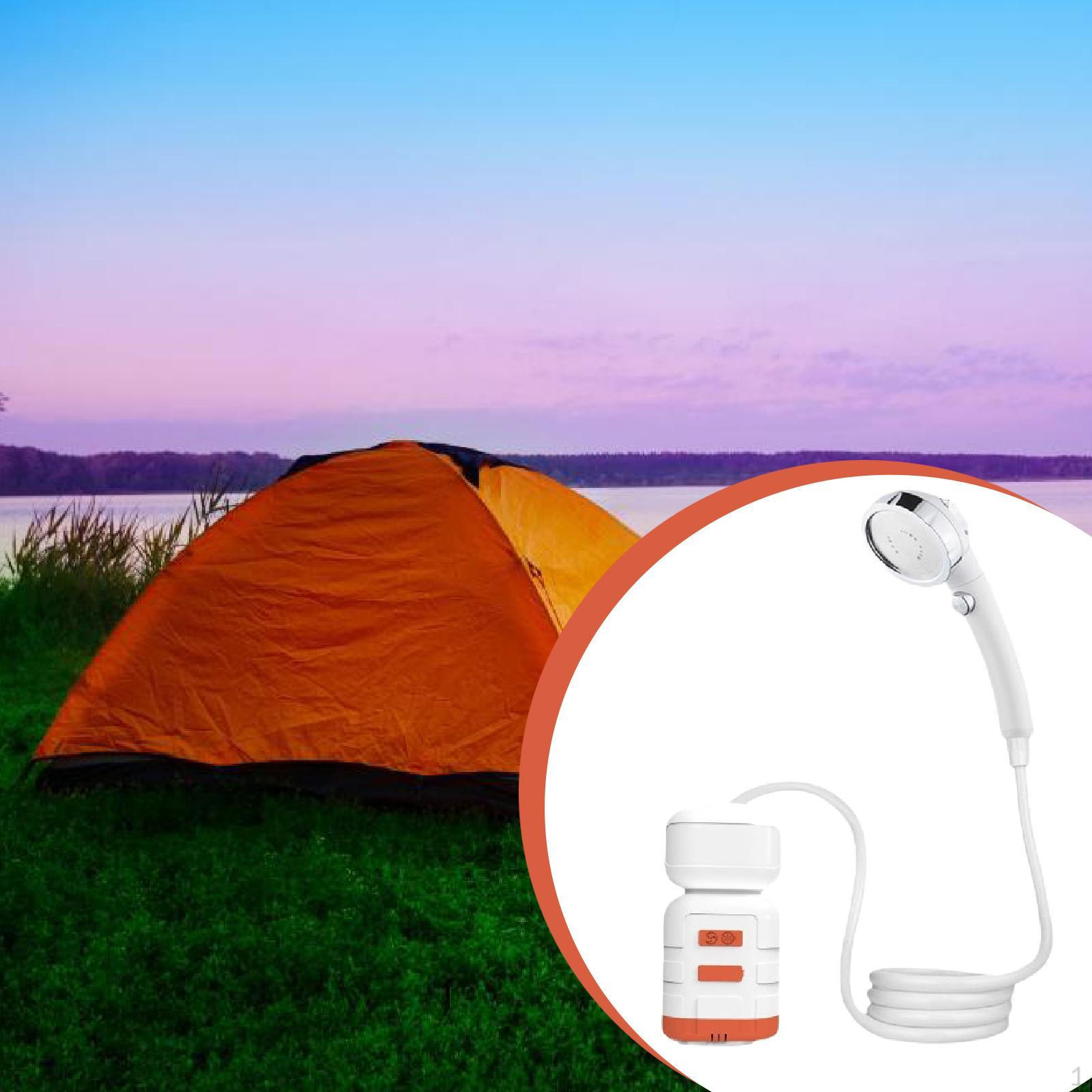 

Camping Shower for Outdoor Use, Portable Pump with Light Function Blue and White