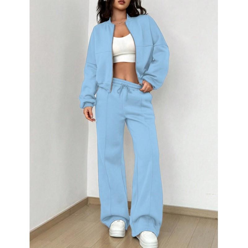 Moda Tuta Sportiva Bianca Due Pezzi da Donna Maglietta Sportiva Larga Set di Pantaloni Casual Abbigliamento Sportivo Tuta da Ginnastica Donna Outfit Primavera da Donna