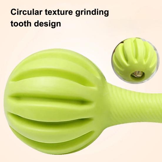Dumbbell Dog Chew Toy with Bell Bite Resistant Boredom Stress Relief TPR Dumbbell Shape Puppies Toy Pet Teething Cleaning Interactive Toy