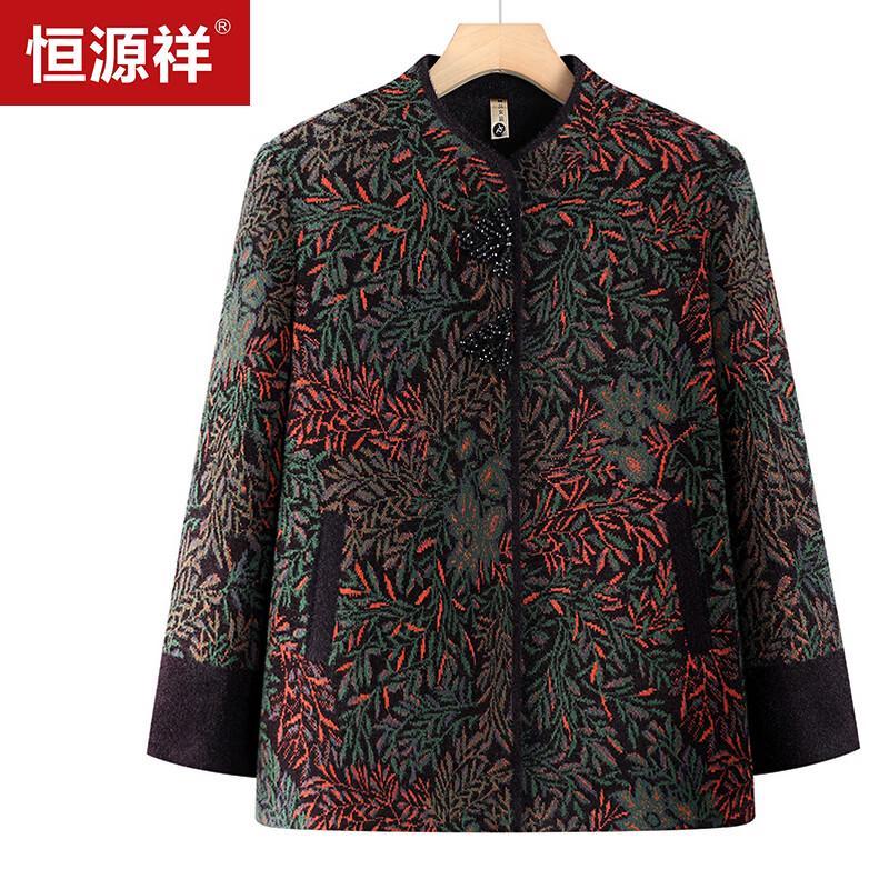 Hengyuanxiang Elderly Women's Fleece-Lined Woolen Winter Coat