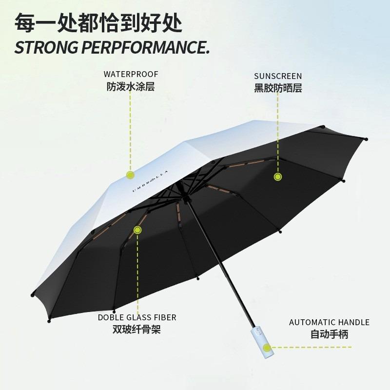 Automatic umbrella Women's weather and rain dual-purpose thickened reinforced sunscreen umbrella Anti-ultraviolet outdoor parasol Men's sun umbrella