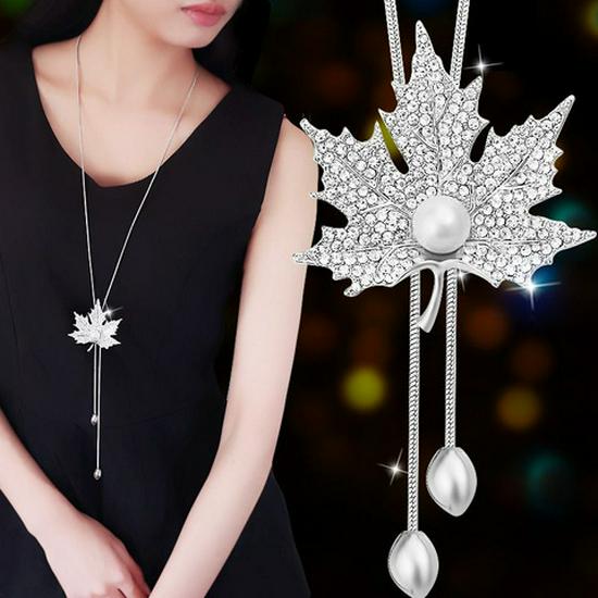 European Women's Versatile Long Sweater Necklace with Tassel Pendants & Snake Chain